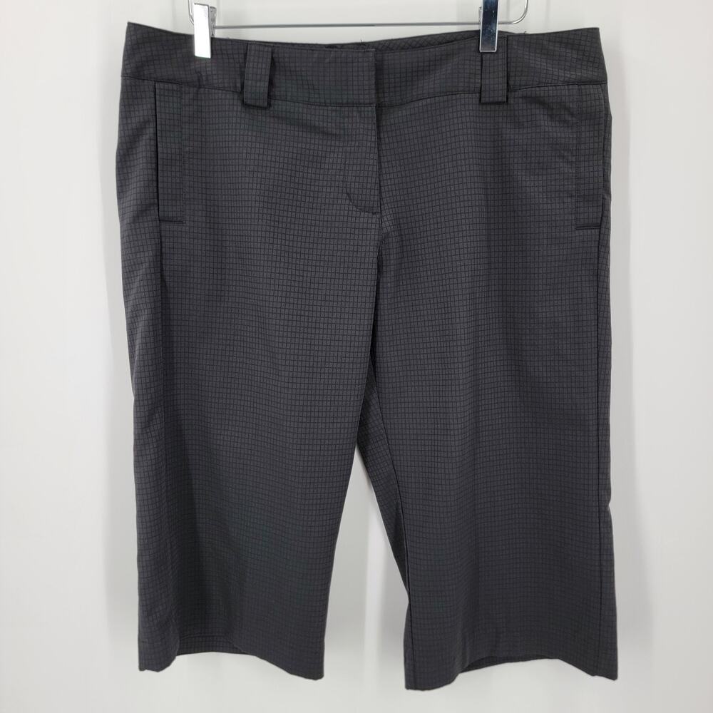 Adidas Climalite Chino Golf Bermuda Shorts Womens 14 Black Gray Check Capris